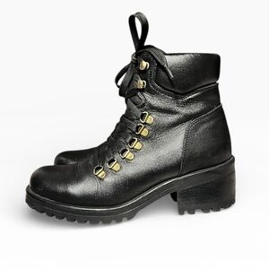 🌻Steve Madden Galway Black Leather Booties Excellent Condition Size 7.5